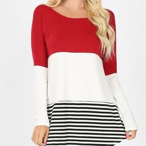 PREMIUM LONG SLEEVE ROUND NECK COLOR BLOCK TOP